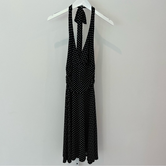 FOREVER 21 BLACK WHITE POLKA DOT HALTER DRESS SIZE SMALL - Picture 1 of 17
